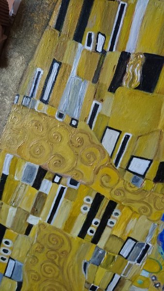 Additional view 2: Modern Portrait Painting The Kiss. Gustav Klimt by painter Anna Shybalkina acrylic canvas 