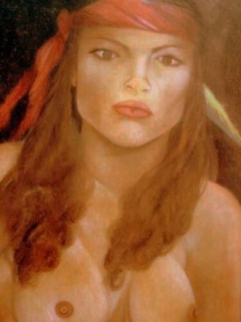 Painting "Native American: Beauty and Mystery" by painter Alberto Thirion oil canvas at Jose Art Gallery