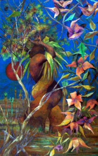 Pintura "La Fiesta: Explosión de Vida y Color", pintor Alberto Thirion técnica mixta cartulina en Jose Art Gallery