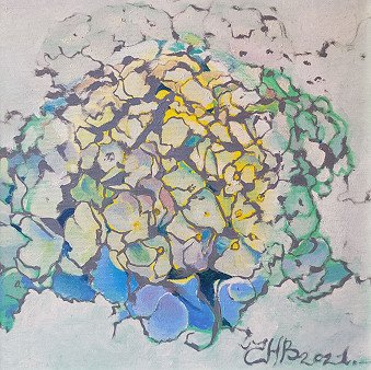 Painting "Blue hydrangeas" | Artist Natalia Rosputko | Jose Art Gallery