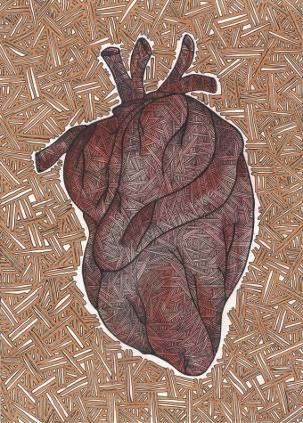 Painting "The heart is like a diamond #1" by painter Robert Borynskyy mixed method paper at Jose Art Gallery