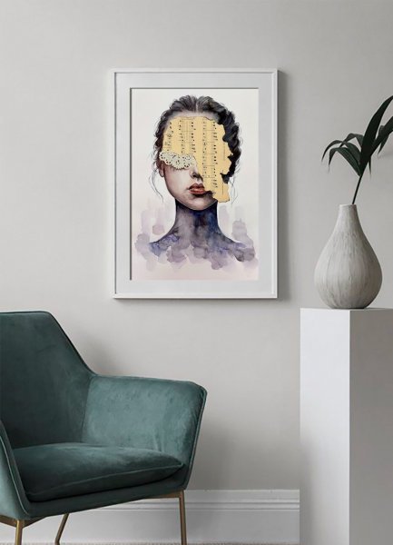 Дополнительное изображение 2: Сюрреализм Портрет Живопись "Фиолетовые сны. Сюрреалистический женский портрет" живописец Julia Shilo смешанная техника бумага 