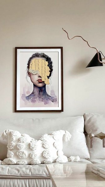 Дополнительное изображение 4: Сюрреализм Портрет Живопись "Фиолетовые сны. Сюрреалистический женский портрет" живописец Julia Shilo смешанная техника бумага 