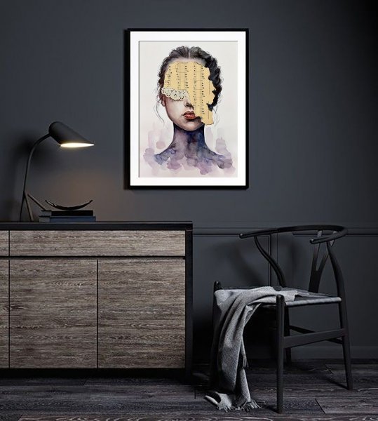 Дополнительное изображение 6: Сюрреализм Портрет Живопись "Фиолетовые сны. Сюрреалистический женский портрет" живописец Julia Shilo смешанная техника бумага 