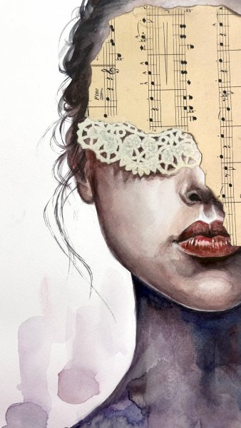 Дополнительное изображение 9: Сюрреализм Портрет Живопись "Фиолетовые сны. Сюрреалистический женский портрет" живописец Julia Shilo смешанная техника бумага 