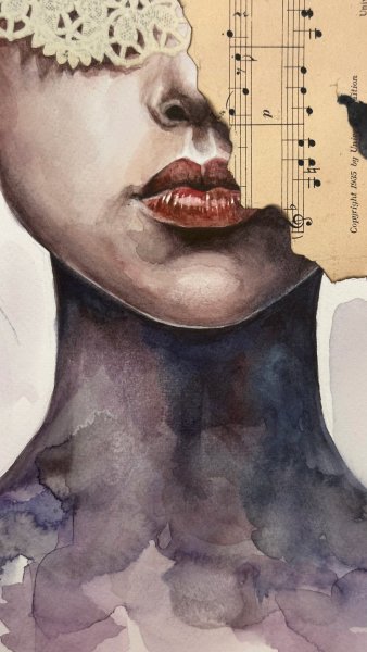 Дополнительное изображение 10: Сюрреализм Портрет Живопись "Фиолетовые сны. Сюрреалистический женский портрет" живописец Julia Shilo смешанная техника бумага 