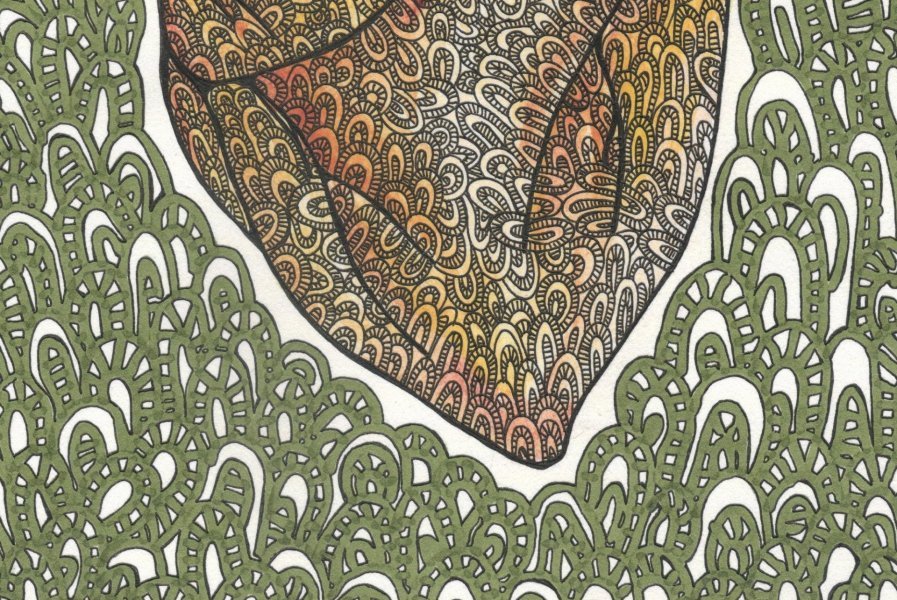 Additional view 1: Abstract Miniature Painting The heart is like a diamond #2 by painter Robert Borynskyy pencil paper 