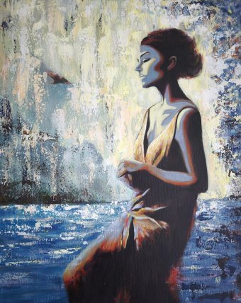 Bird, Woman, and Sea
