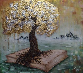 Peinture "Le silence qui germe en mots", peintre RishkevychArt acrylique toile à la Jose Art Gallery