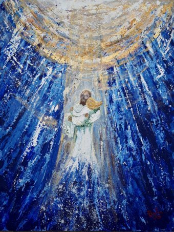 Pintura "Sálvame de mí mismo", pintor Elena Parau técnica mixta madera en Jose Art Gallery