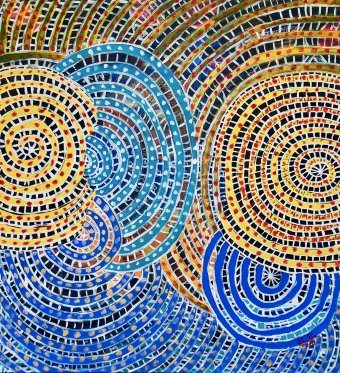 Painting "Kaleidoscope" by painter Elena Parau mixed method canvas at Jose Art Gallery