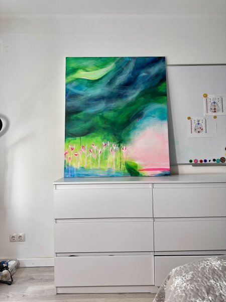 Immagine aggiuntiva 1: Astrattismo Paesaggio Pittura "L'ombra del drago sopra...", pittore Noumenona acrilico tela 