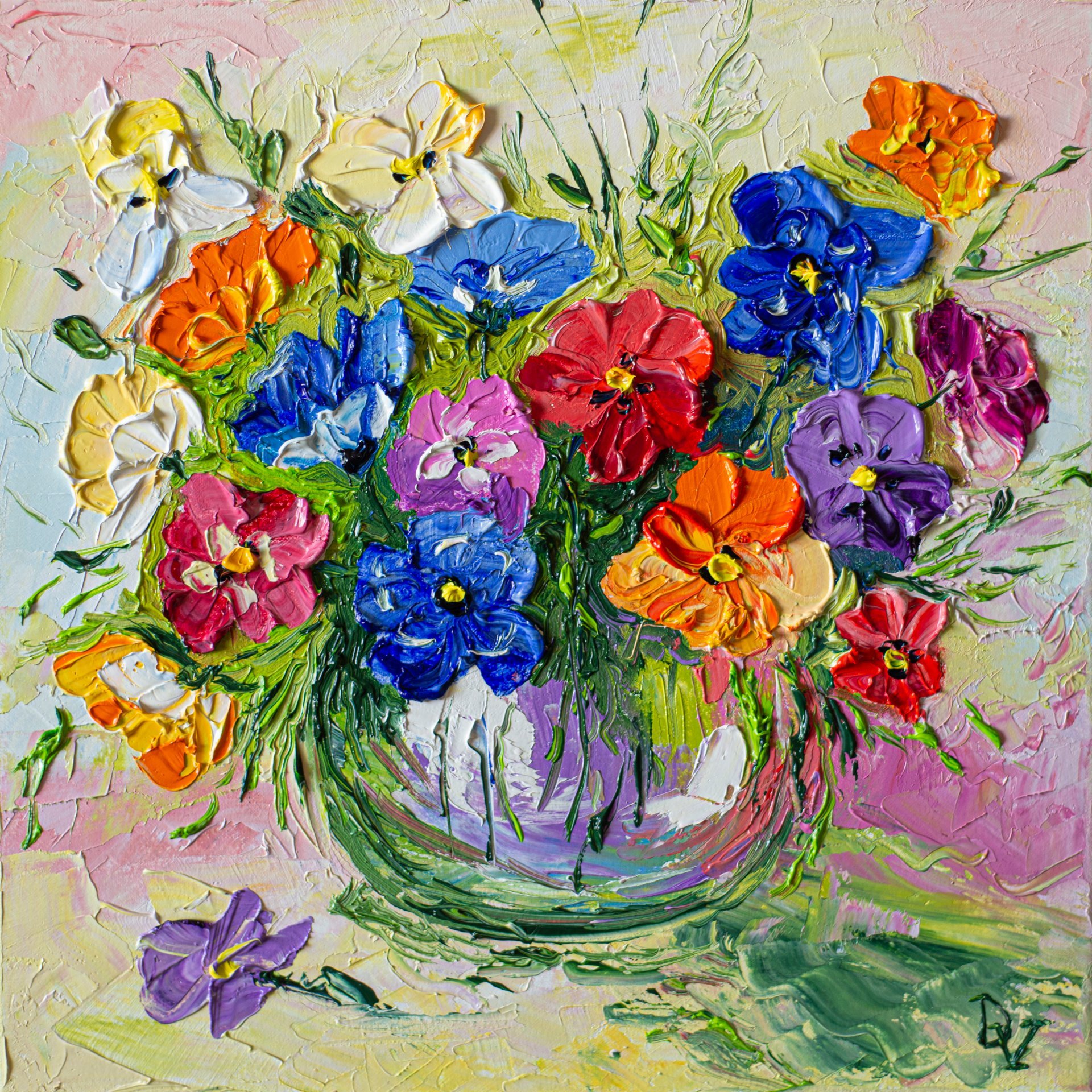 Pansy flowers Painting by Vladyslav Durniev