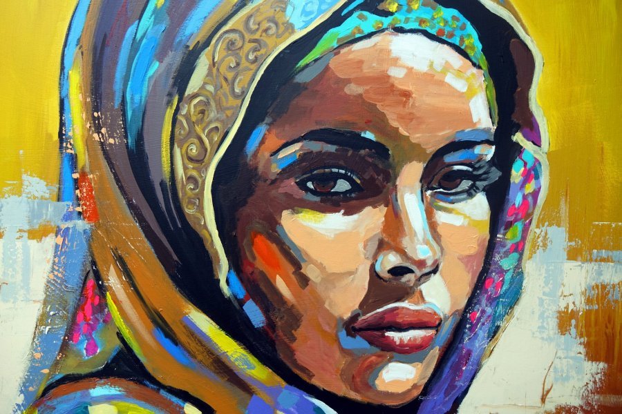 Additional view 1: Fine Art Portrait Painting Desert Rose by painter Babski Wojciech acrylic canvas 