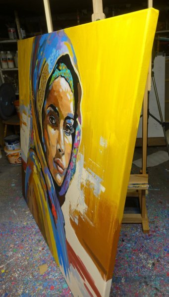 Additional view 4: Fine Art Portrait Painting Desert Rose by painter Babski Wojciech acrylic canvas 