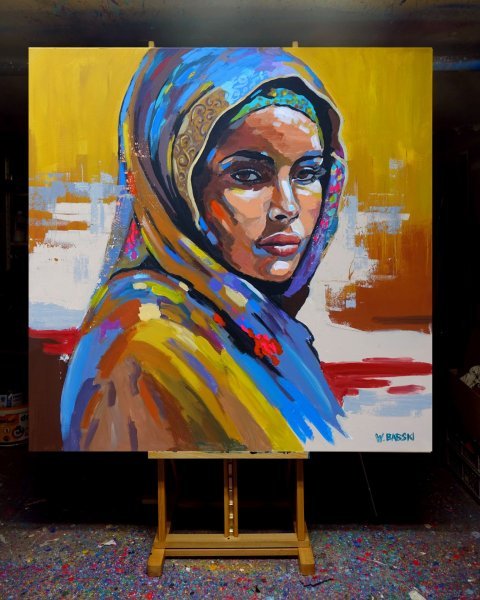 Additional view 6: Fine Art Portrait Painting Desert Rose by painter Babski Wojciech acrylic canvas 