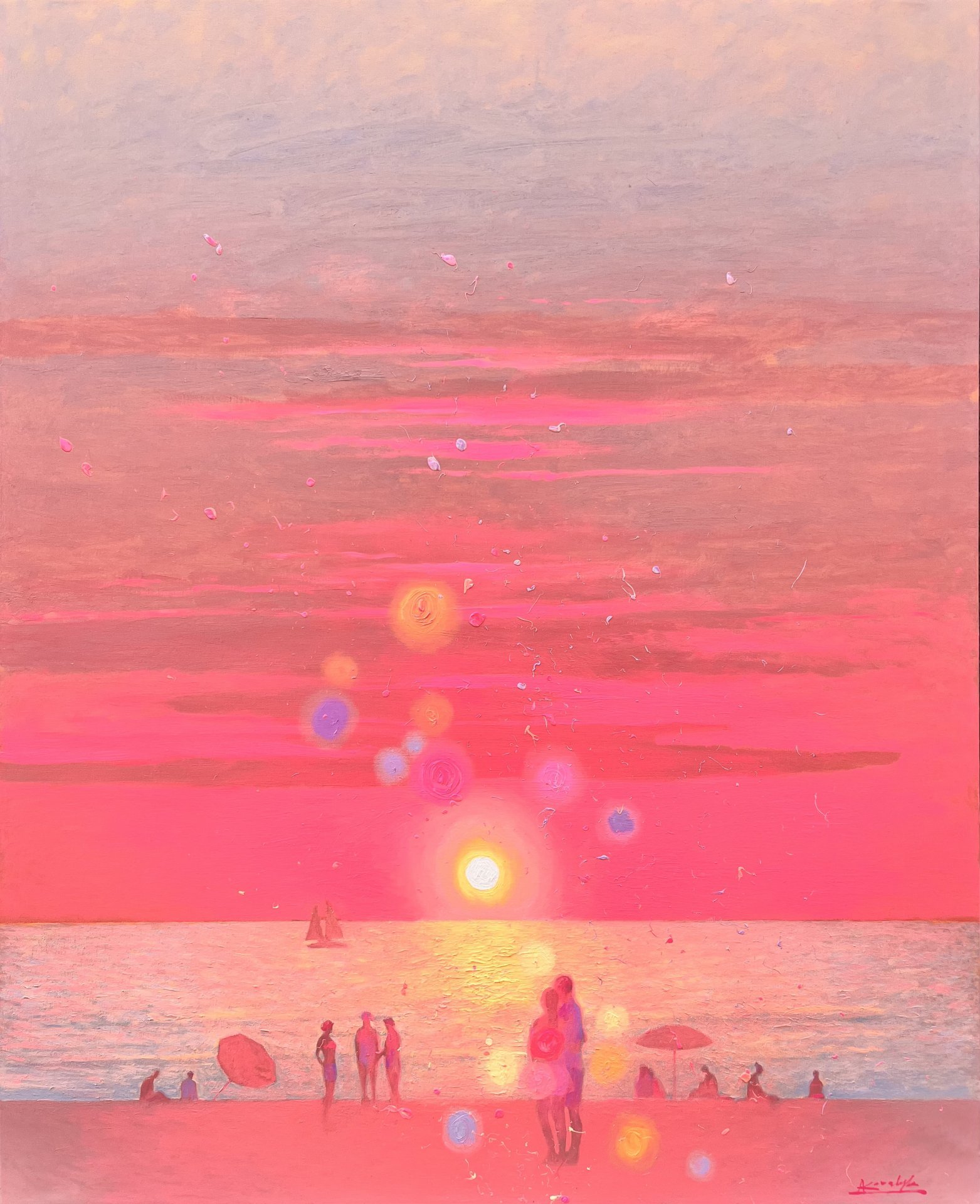Fabulous Seaside Sunset Painting by Andrii Kovalyk
