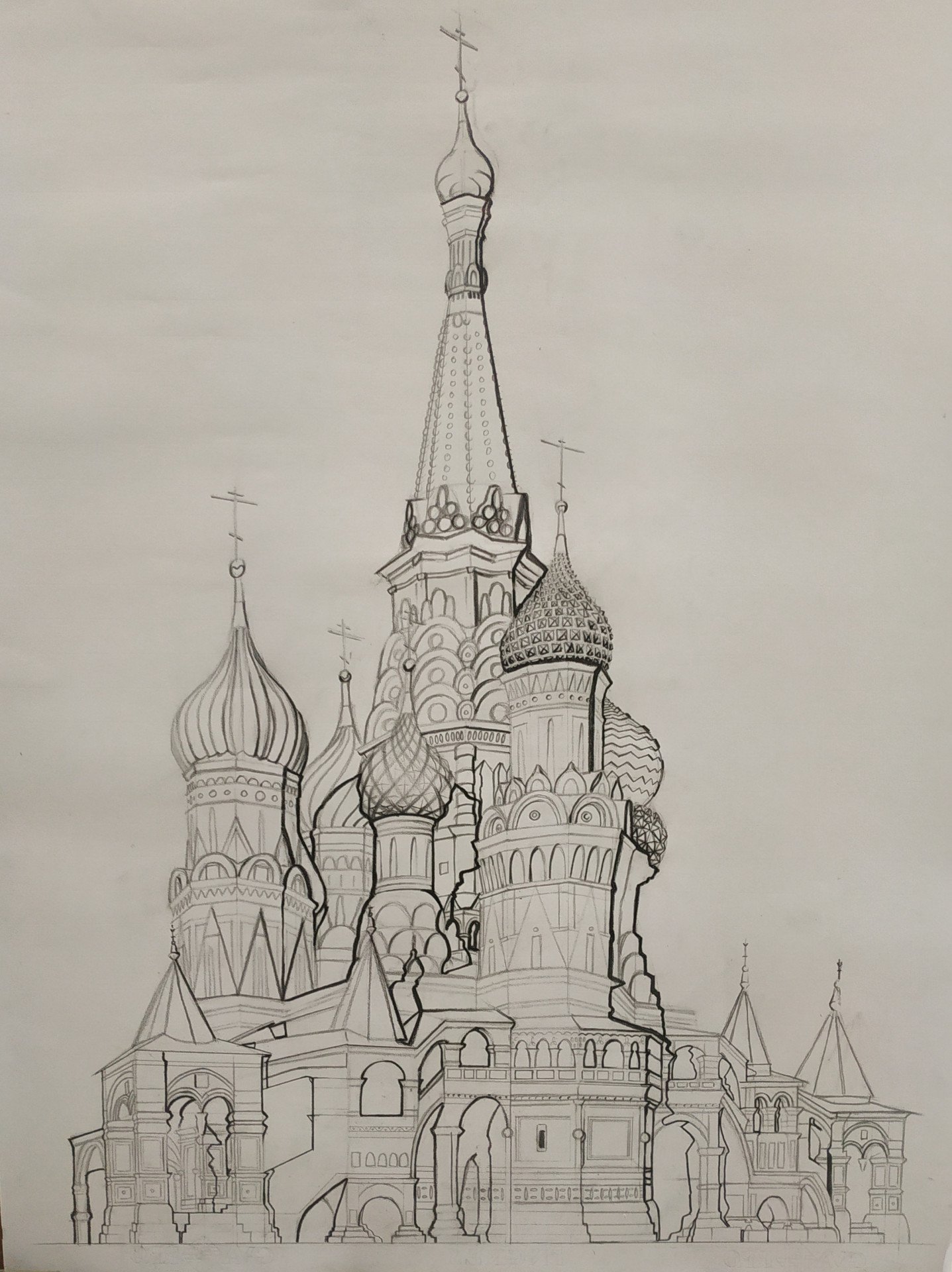 Saint Basil's Cathedral study. Drawing Germán Pattselt