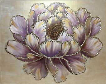 Painting "Golden Peony" by painter Iryna Bila acrylic canvas at Jose Art Gallery