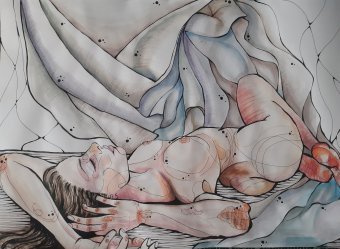 Peinture "Âme sale", peintre Nichka technique mixte papier à la Jose Art Gallery