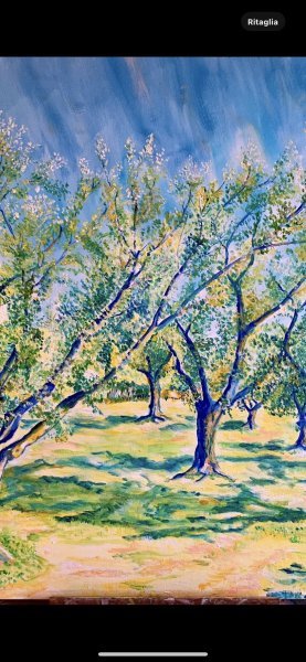 Image supplémentaire 1: Postimpressionisme Paysage Peinture "Un soupir de paix", peintre Angelo Ferro huile carton 