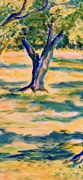 Image supplémentaire 2: Postimpressionisme Paysage Peinture "Un soupir de paix", peintre Angelo Ferro huile carton 