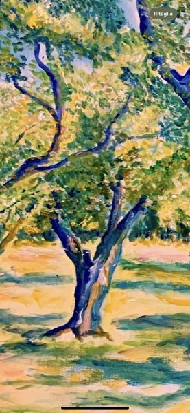 Image supplémentaire 3: Postimpressionisme Paysage Peinture "Un soupir de paix", peintre Angelo Ferro huile carton 