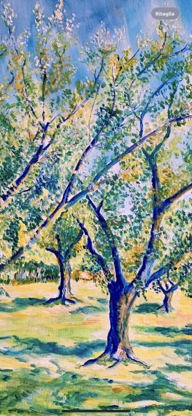 Image supplémentaire 4: Postimpressionisme Paysage Peinture "Un soupir de paix", peintre Angelo Ferro huile carton 