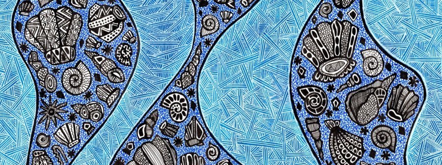 Additional view 1: Abstract Marine Art Drawing Unexplored depths by illustrator Robert Borynskyy mixed method paper 