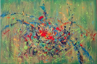 Peinture "ColorBurst Vert", peintre Julia Solarte acrylique toile à la Jose Art Gallery