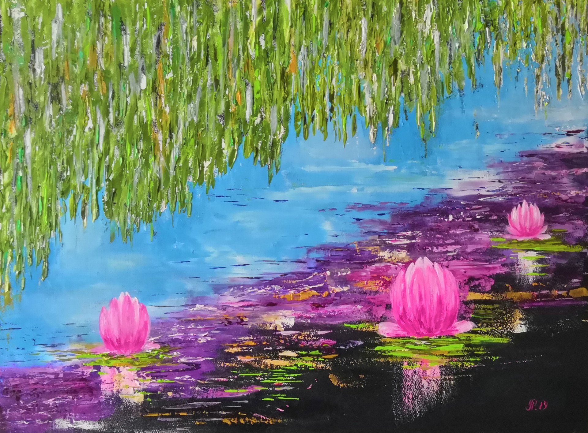 Painting Water Lilies Lotus Pond Flower Artist Ludmila Riabkova Jose Art Gallery