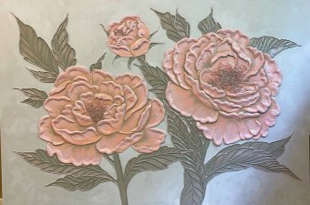 Живопись "Пионы в оливково-розовых тонах", живописец Ольга Беляева акрил дерево в Jose Art Gallery