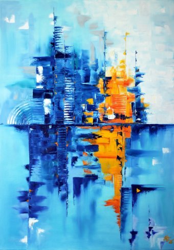 Живопись "Симфония отражения мегаполиса", живописец Tetiana Kushnirova масло холст в Jose Art Gallery