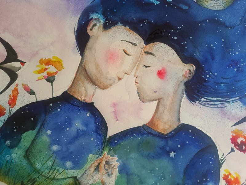 Silent Connection Painting by Evgenia Smirnova