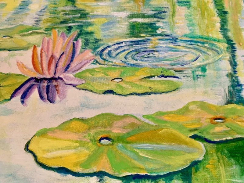 Additional view 1: Post-Impressionism Flower Painting Water Fires by painter Angelo Ferro oil cardboard 