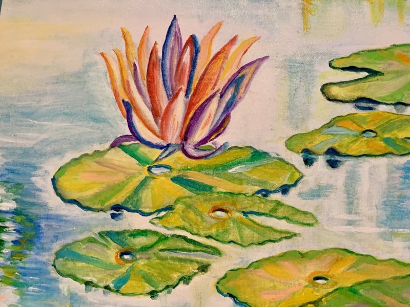 Additional view 2: Post-Impressionism Flower Painting Water Fires by painter Angelo Ferro oil cardboard 
