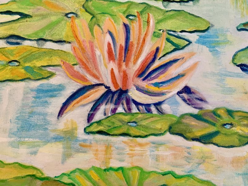 Additional view 3: Post-Impressionism Flower Painting Water Fires by painter Angelo Ferro oil cardboard 