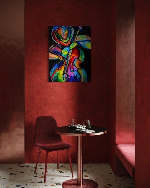 Additional view 2: Abstract Portrait Painting Midnight Jam by painter Liubov Kuptsova oil canvas 
