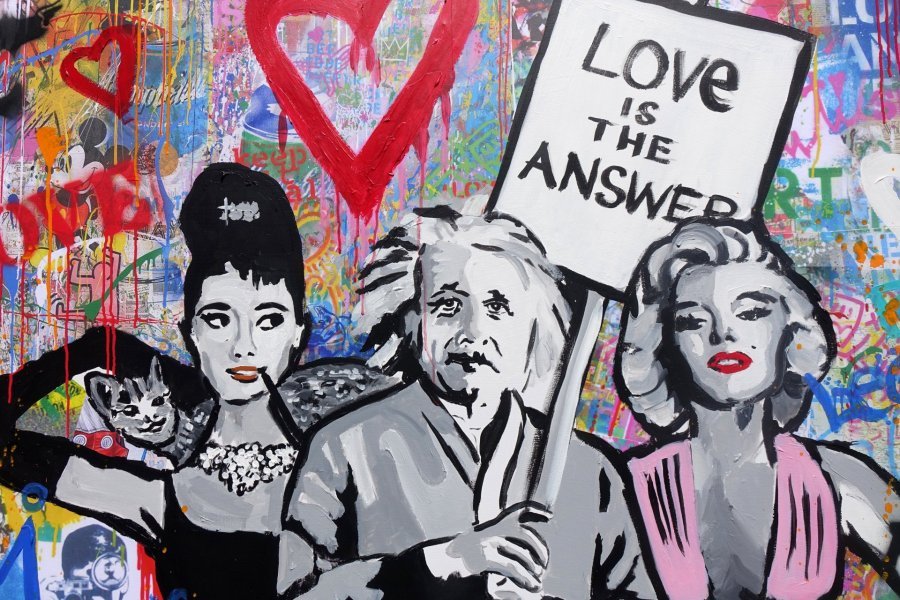 Additional view 3: Street Art Portrait Painting Love is the Answer by painter Babski Wojciech acrylic canvas 