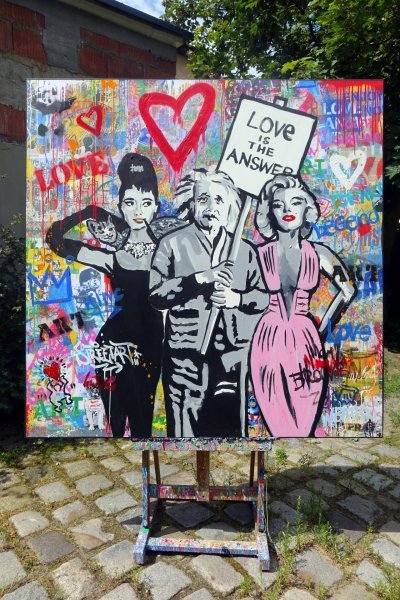 Additional view 4: Street Art Portrait Painting Love is the Answer by painter Babski Wojciech acrylic canvas 