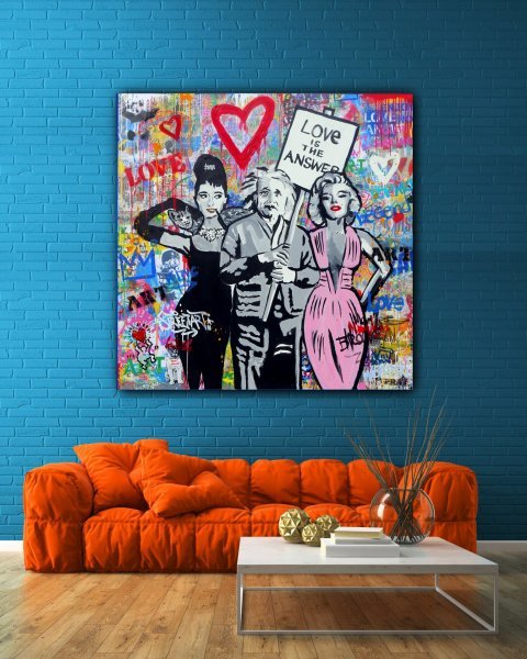 Additional view 8: Street Art Portrait Painting Love is the Answer by painter Babski Wojciech acrylic canvas 