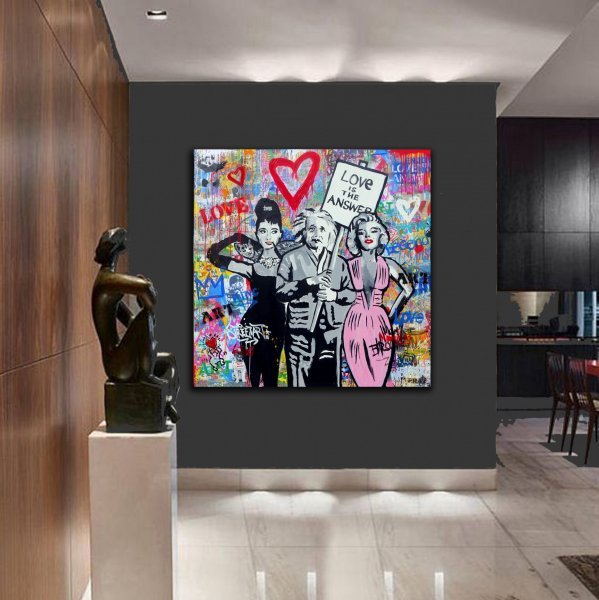 Additional view 9: Street Art Portrait Painting Love is the Answer by painter Babski Wojciech acrylic canvas 