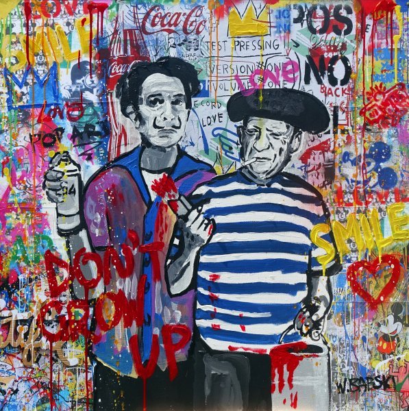 Street Art Portrait Painting Don't Grow Up by painter Babski Wojciech acrylic canvas 