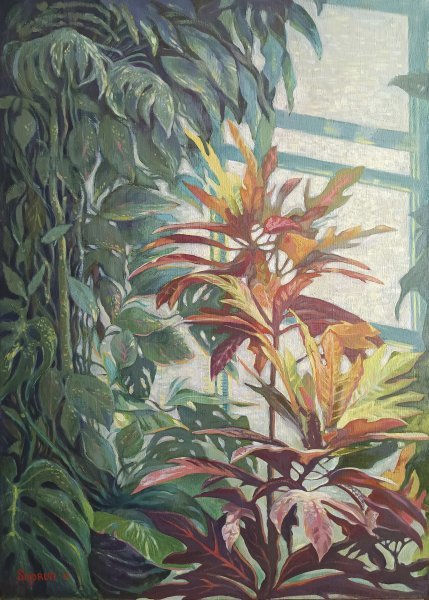 Postimpressionisme Intérieur Peinture "Fleur de Soleil" peintre Julia Suprun huile toile 