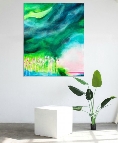 Immagine aggiuntiva 6: Astrattismo Paesaggio Pittura "L'ombra del drago sopra...", pittore Noumenona acrilico tela 