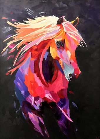 Painting "Ember Storm: Pulse of Wild Freedom" by painter Anna Tasheva oil canvas at Jose Art Gallery