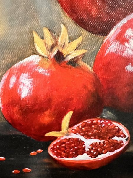Dodatkowy obraz 3: Sztuka współczesna Martwa natura Malarstwo "Bogate czerwone granaty Dobrobyt", malarz Anna Tasheva olej płótno 