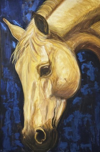 Painting "Tulpar" by painter Jamilya Jalil acrylic canvas at Jose Art Gallery