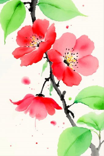 Цифрове мистецтво "Червона слива у весняному бризі", цифровий художник Viktor Levchenko в Jose Art Gallery