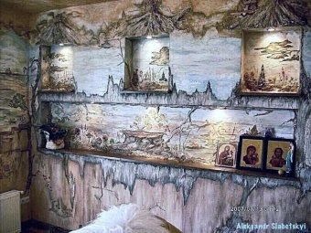 Drawing "Harmony of Nature" by illustrator Aleksandr Slabetsky mixed method plaster at Jose Art Gallery